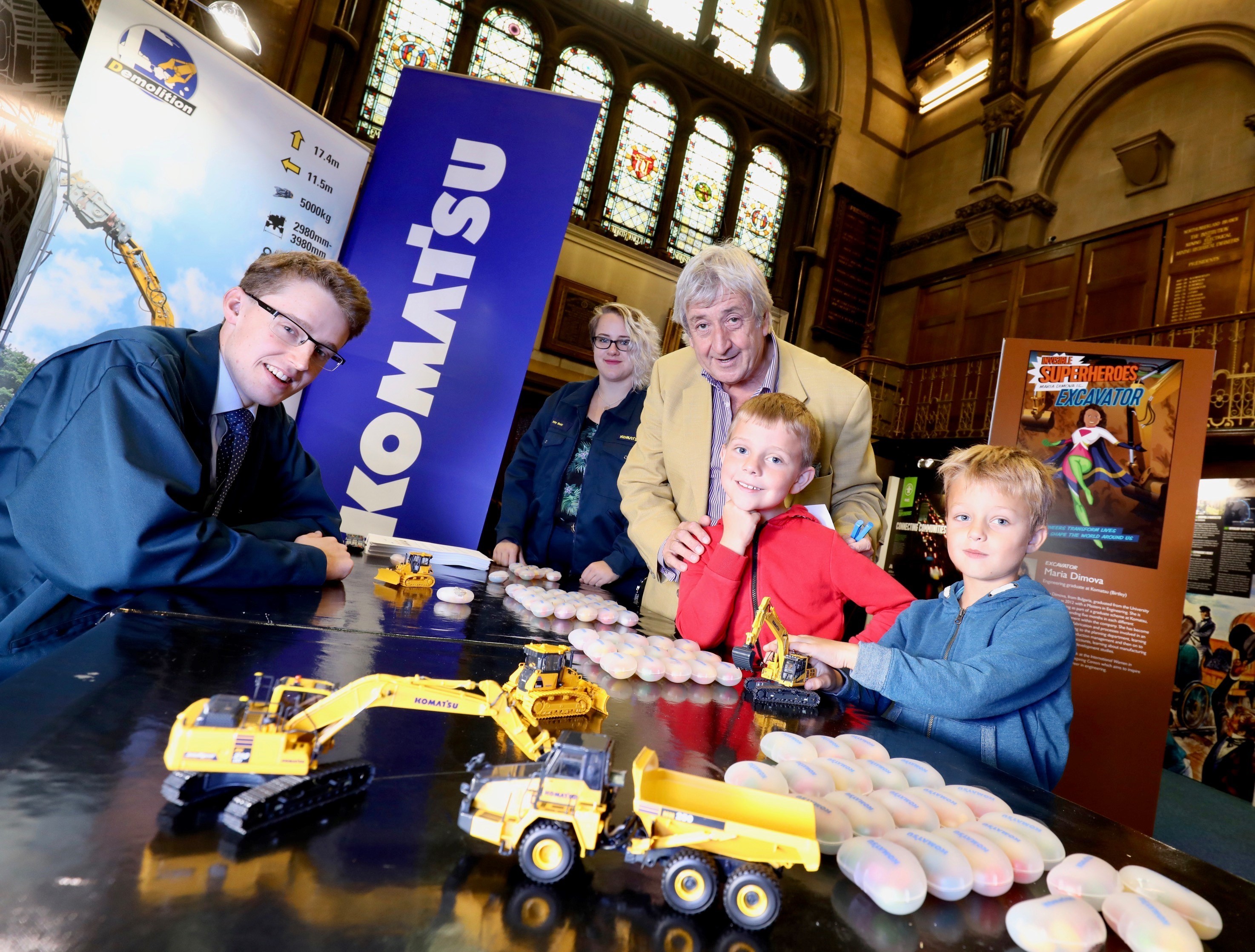 Picture caption (left to right): Komatsu’s James Nash and Patsy Brady with visitors to the GNEE